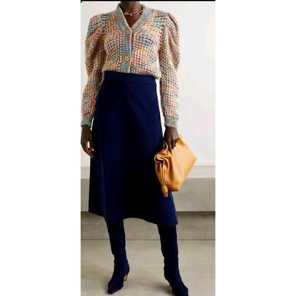 Ulla Johnson Fiora Wool Puff Sleeve Rainbow Cardigan Sweater Sz M / L - Picture 7 of 16